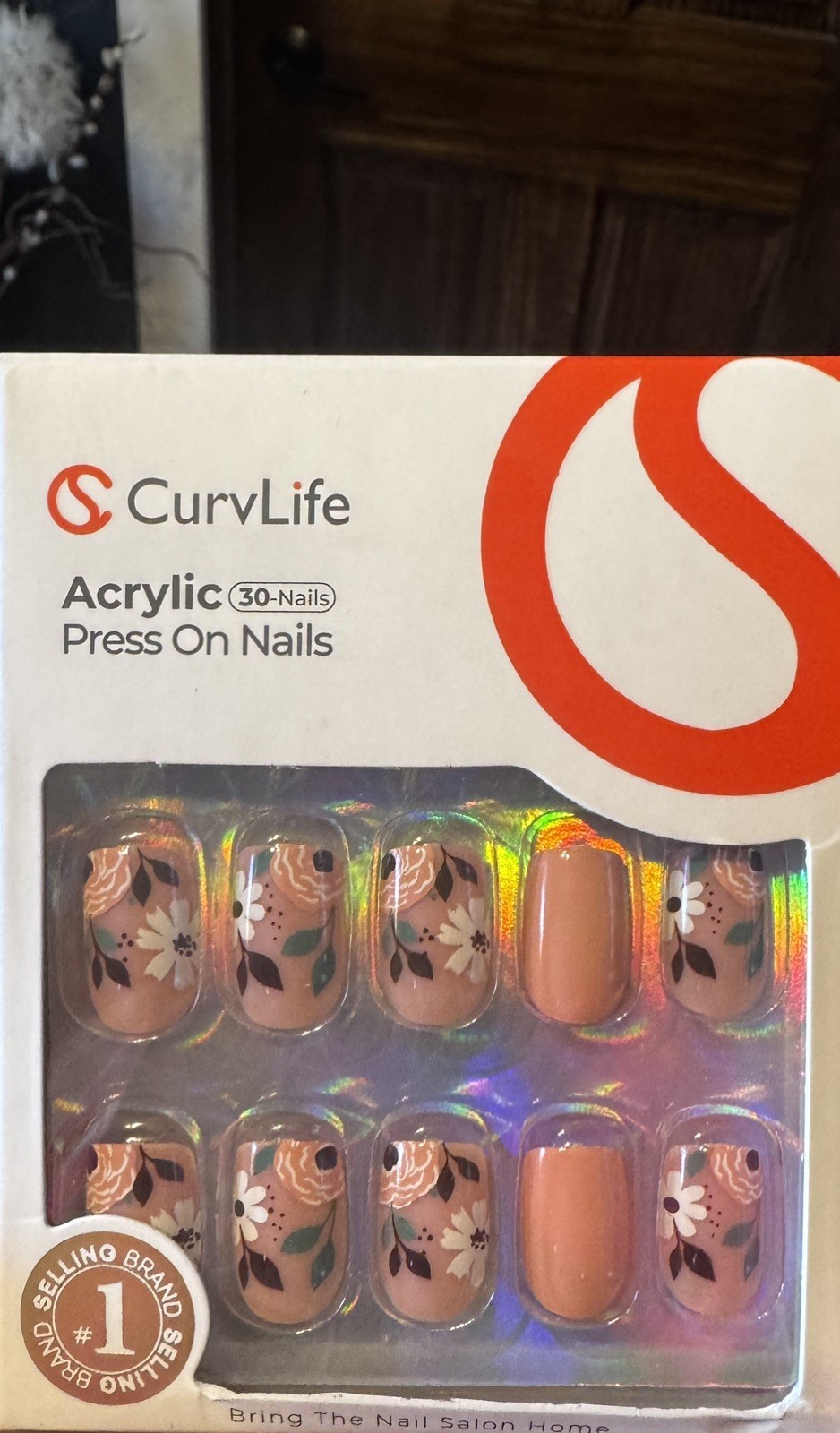 NEW! Curvlife Acrylic Floral Square Press-On Nails