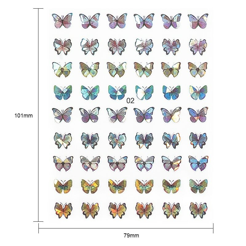 3D Butterfly Holographic Nail Art Flower Water Decoration Tattoo Transfer Decal