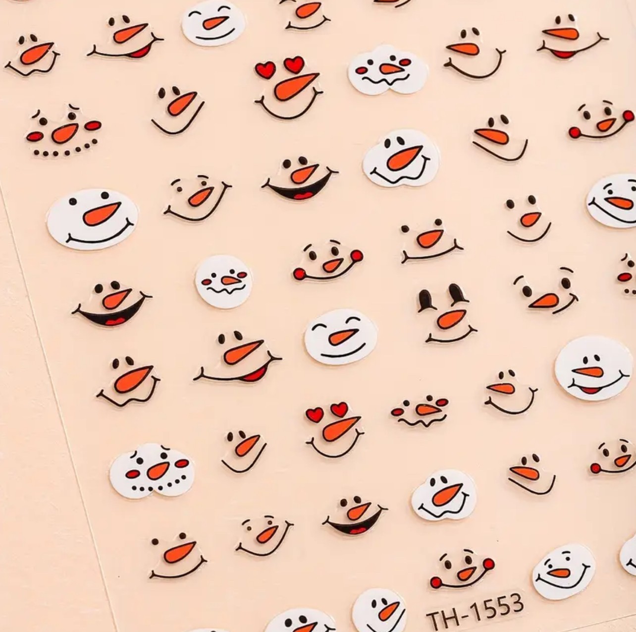 Nail Art Stickers Snowman Christmas Nails Festive Decals DIY White Design TH1553