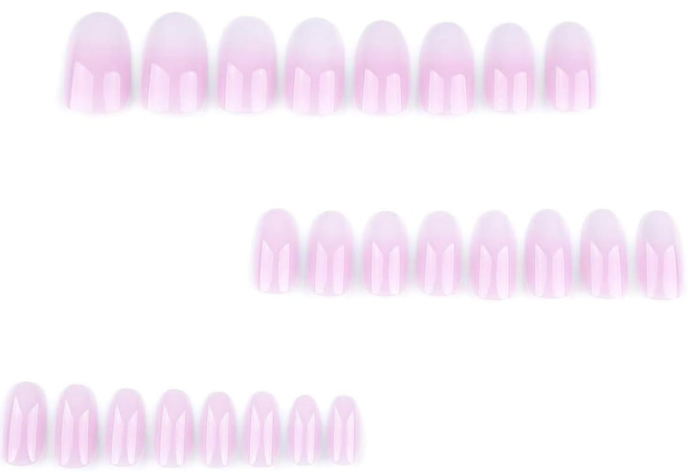 24pcs Pink Ombre Gradient Press-on Nails French Minimalist Style Short Oval Nail