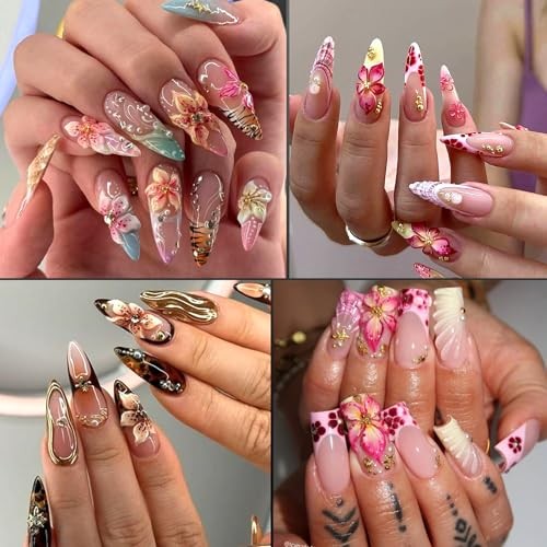 Nail Art Charms – 3D Flower Charms & Manicure Beads, Color Bow, Half Round