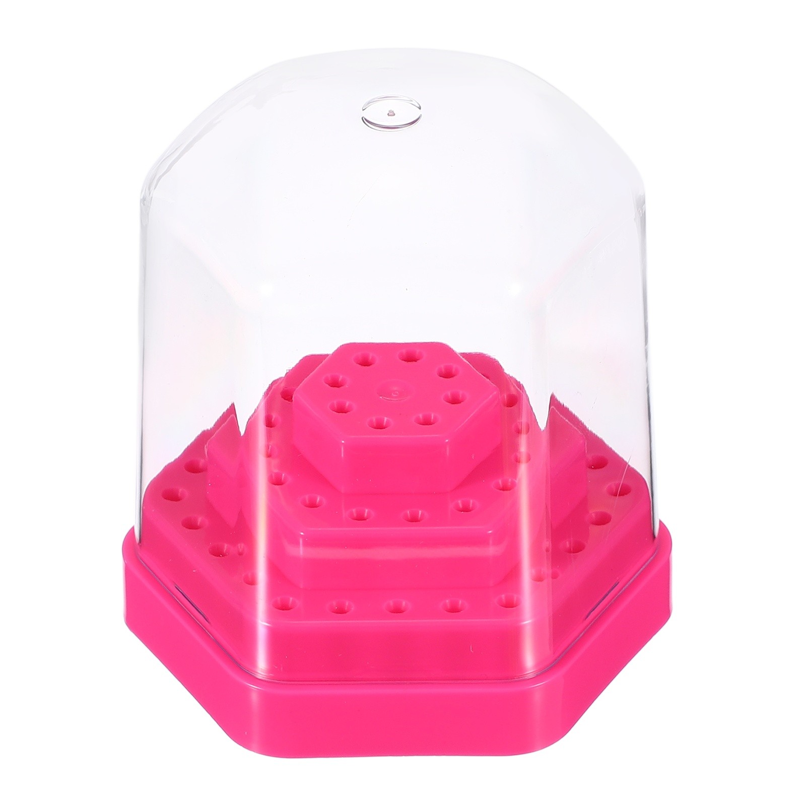 Nail Drill Bits Holder, 48 Holes Large Space Drills Bit Case, Rose Red