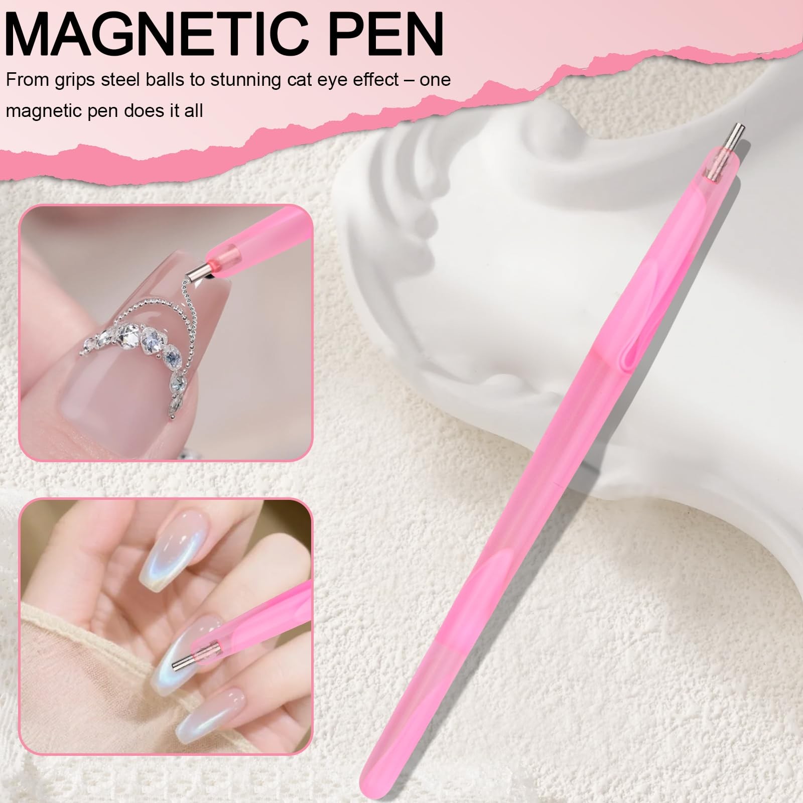 Cat Eye Magnet Set 3 in 1 Heart & 6 in 1 Nail Magnet 6 in 1 Set Pink