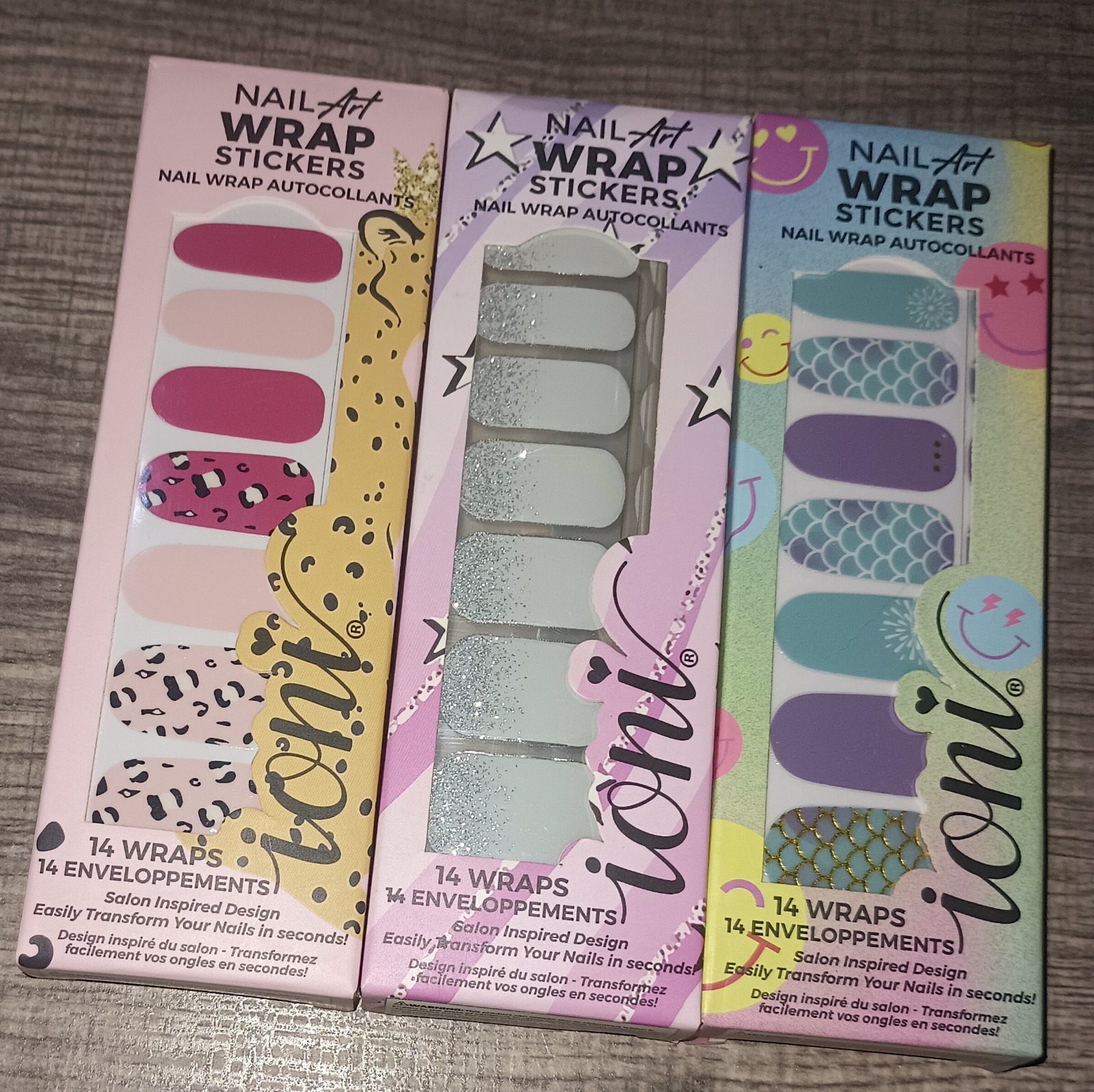 New 3 Boxes Ioni Nail Sticker Wraps Mermaid Galaxy Cheetah