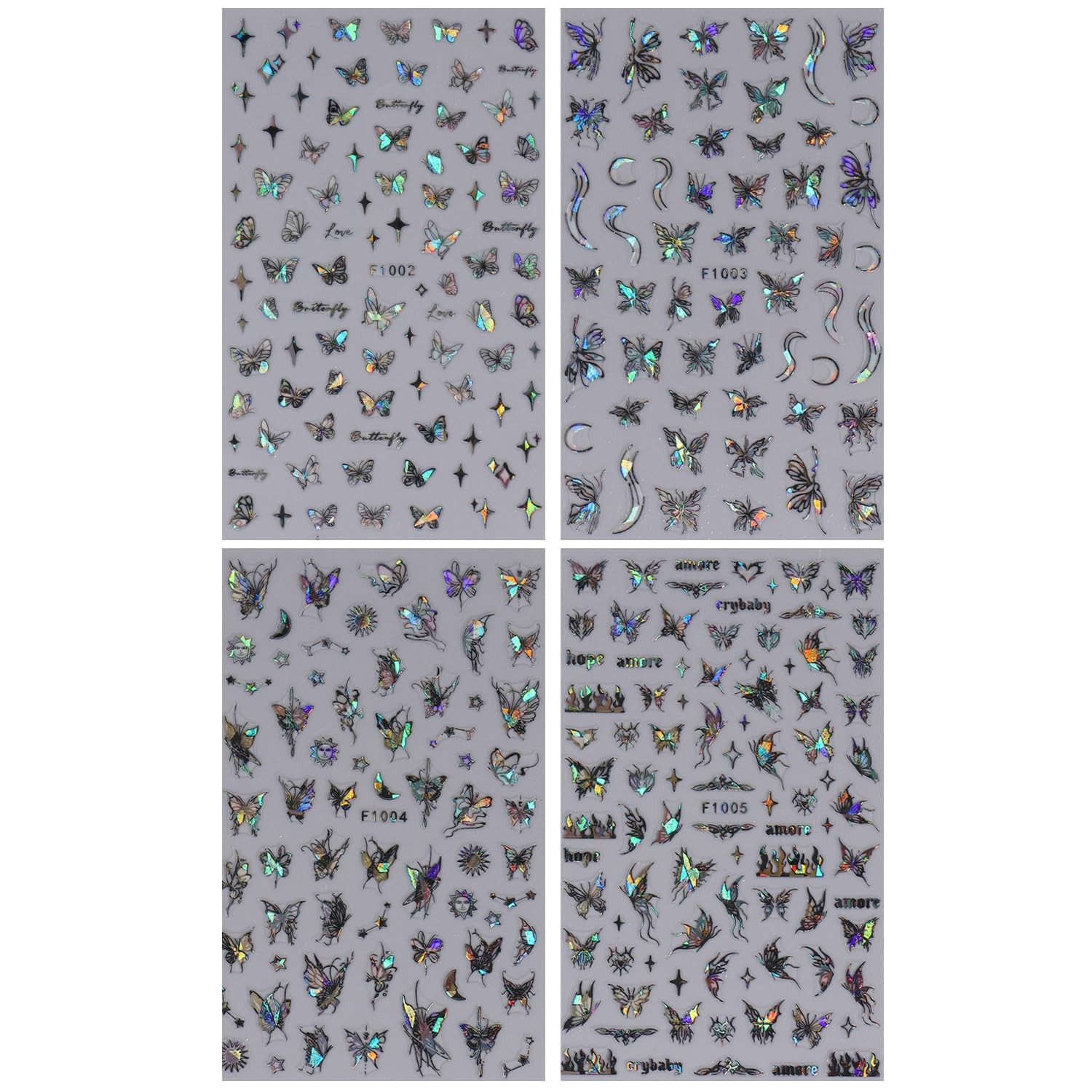 Black Butterfly Nail Art Stickers Decals-3D Butterflies Nail -Adhesive Sticke…