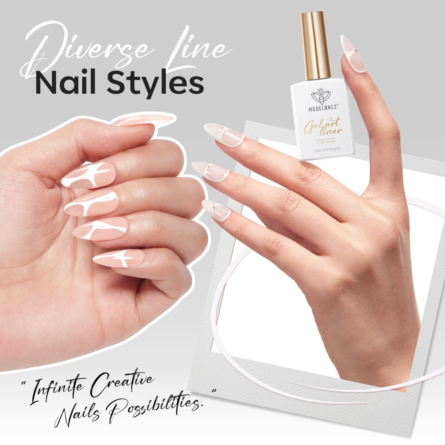 White French Tip Liner Gel Polish 15ML Nail Art Paint Swirl DIY Home Salon