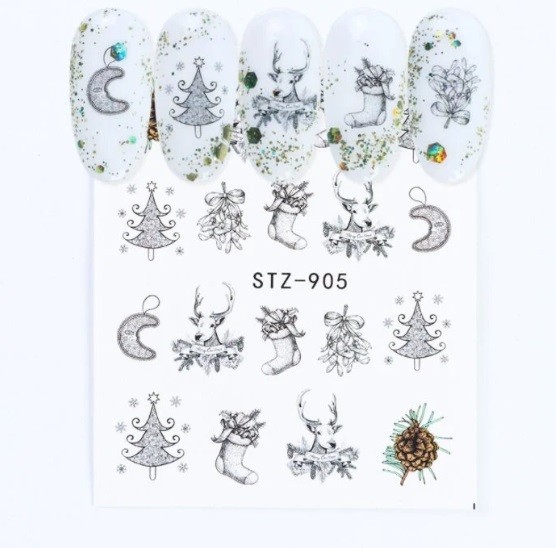 Christmas Nail Art Water Decals: Santa, Snowman, Reindeer(Group 1)