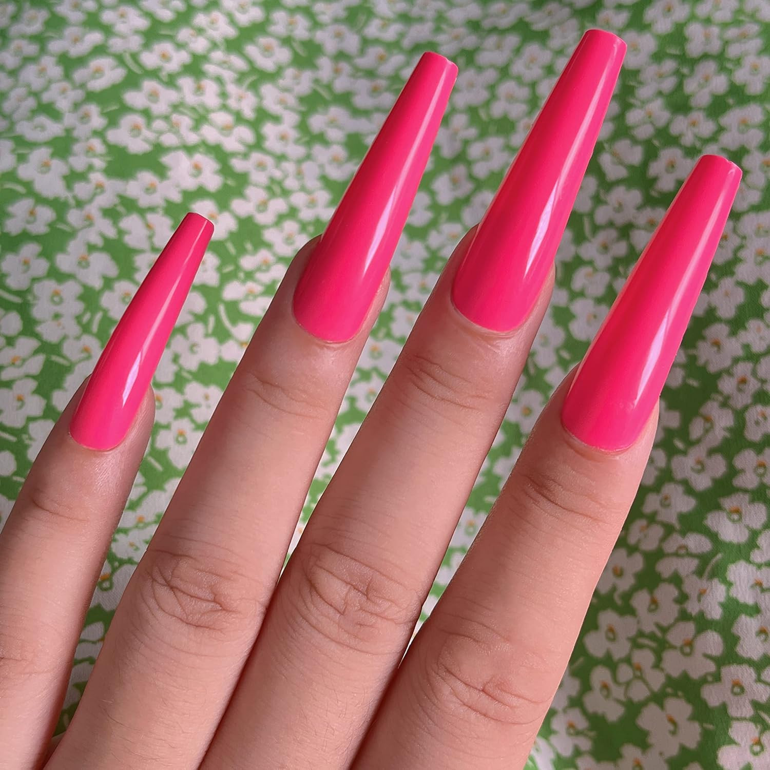 120Pc XL Coffin Press on Nails Extra Long Colored Ballerina False Nail Tips Full