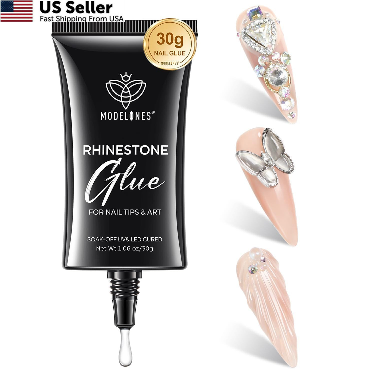 Modelones 4-in-1 Rhinestone Glue 30g Super Strong Press On Nails Gem Art Glue
