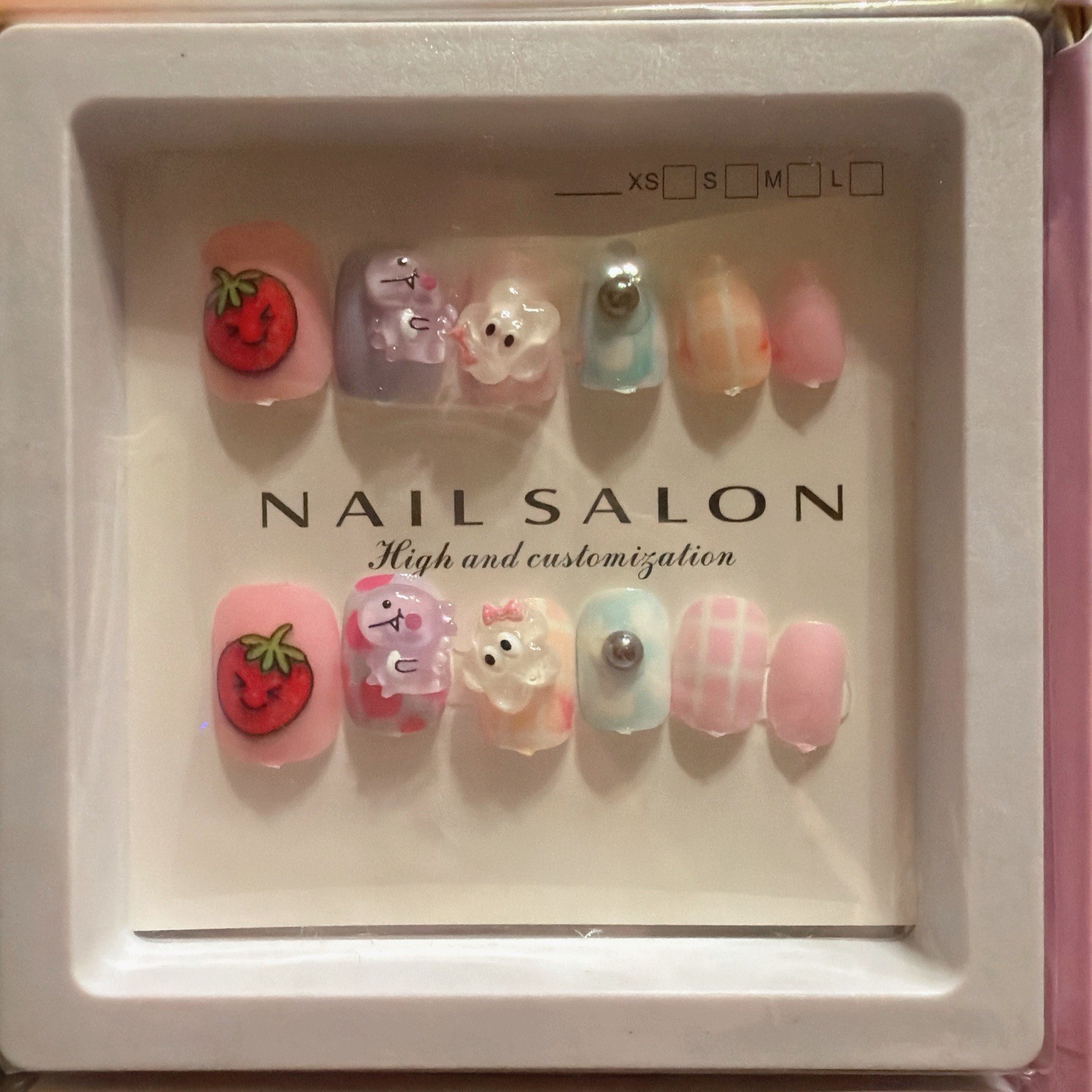 6 Boxes Kids Press On Nails 3D Cartoon False Nails Mixed Cute Designs Gift Set