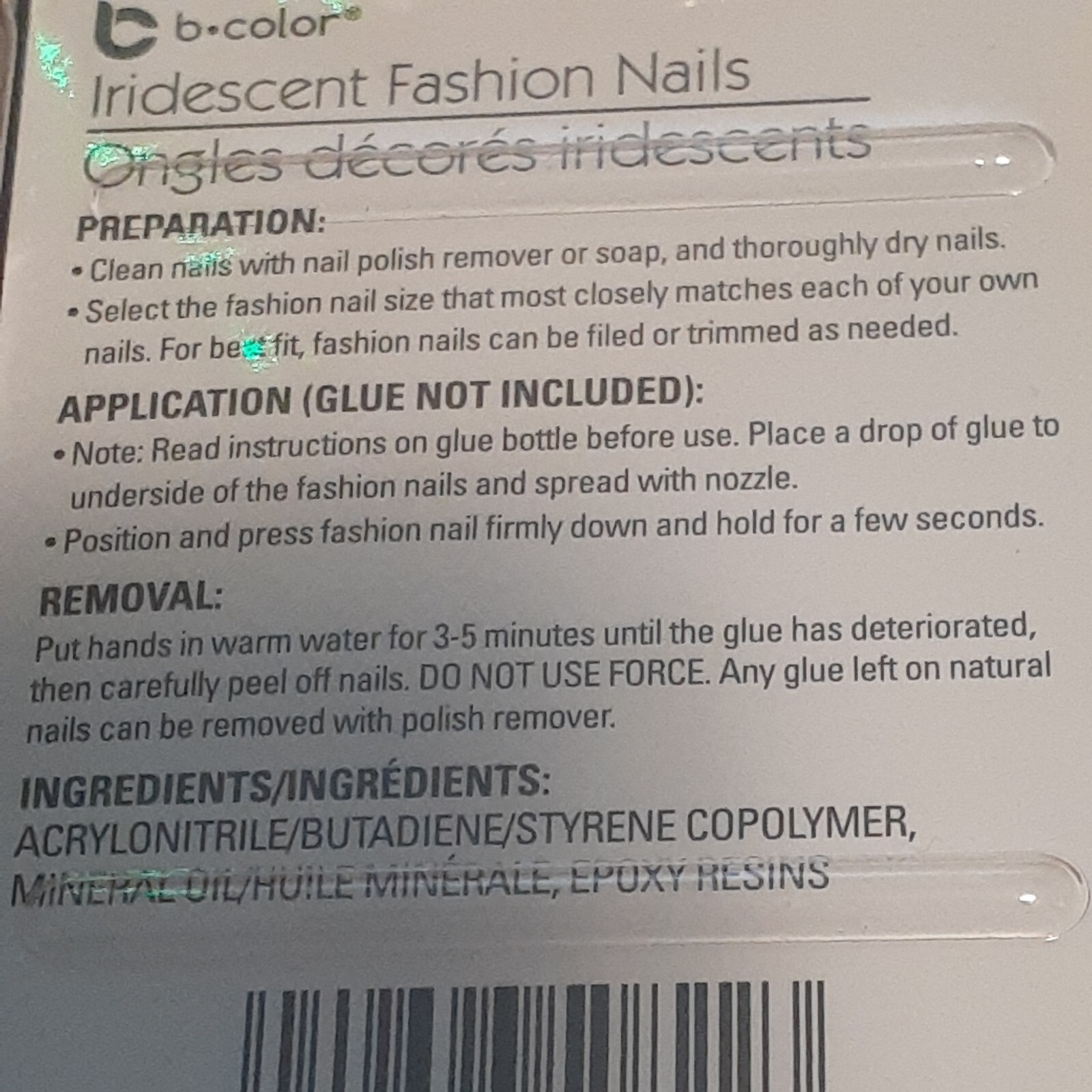 b*Color Nails Shiny Iridescent Light Blue Artificial Long Oval