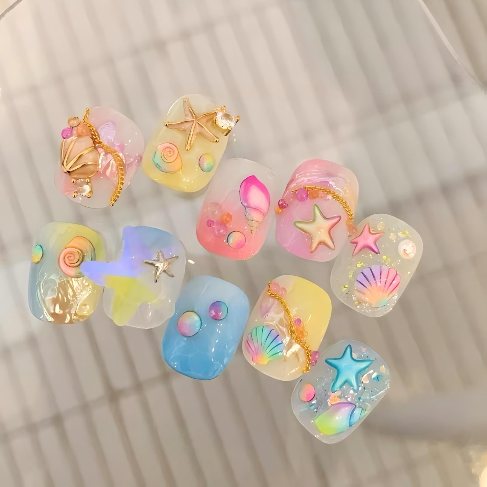 Dedyel Ocean Nail Art Stickers 5D Embossed Seashell Illusionary Shell