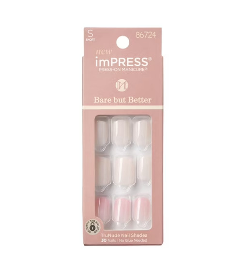 Kiss imPRESS Bare But Better TruNude Short Squoval Press-On Nails Manicure