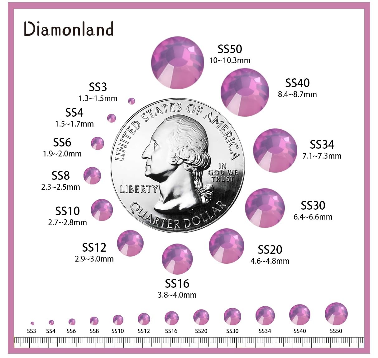 Diamonland Flatback Glass Crystal Rhinestones Rounds Gems for Bedazzling Nail…