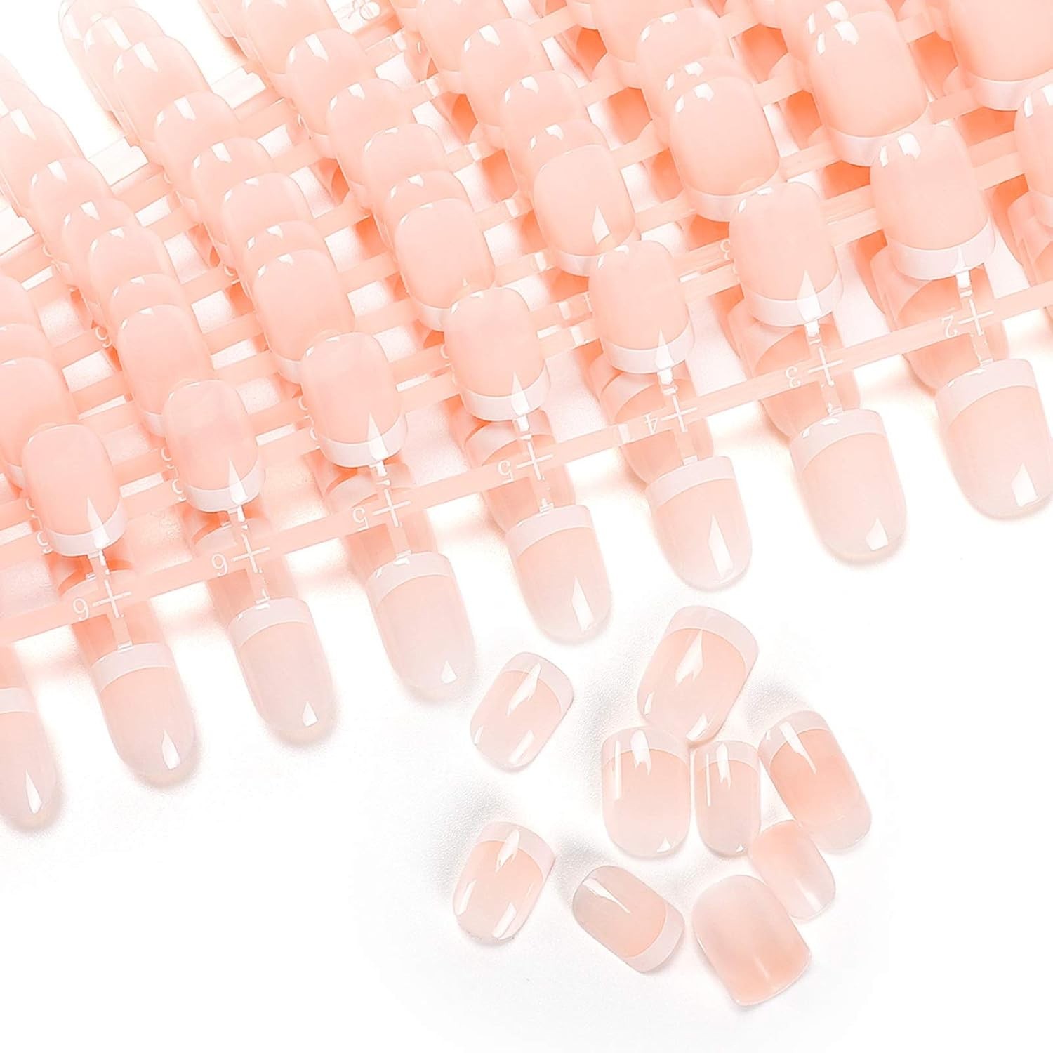 Natural Short French Full Cover Acrylic Press On Nails With Storage Case