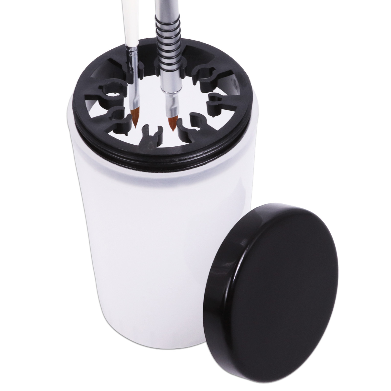 Nail Brush Acetone Cup Holder and Cleanser Bottle with Black Lid