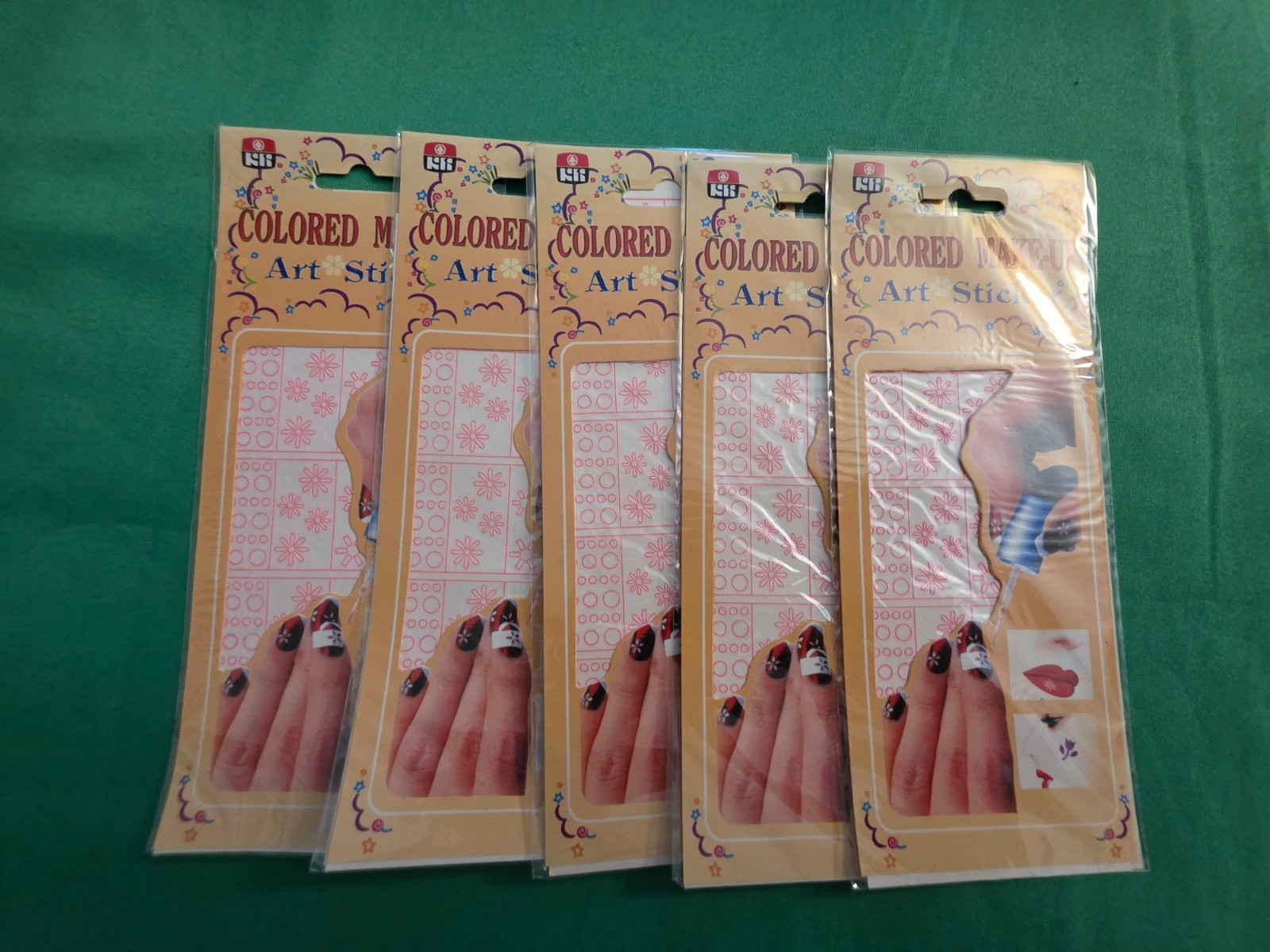 Colored Make-Up Art Stickers Nail Face Body Lot of 5 Flowers Party Event Fun