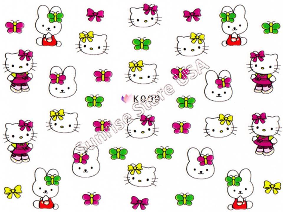 3D Nail Art Sticker Cute Hello Kitty Cat Cartoon Decals Manicure Peel & Stick