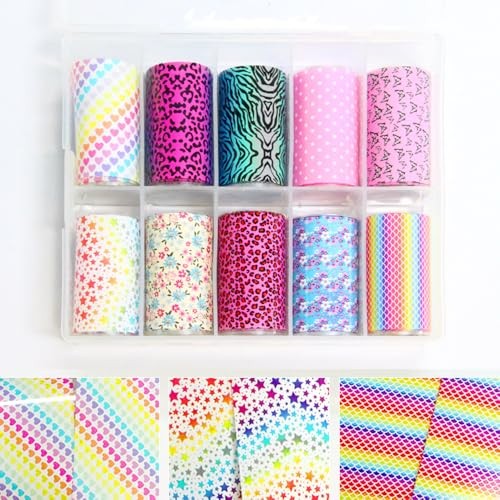 Candy Rainbow Nail Foils Transfer Nail Art Flower Nail Stickers Spring Q4