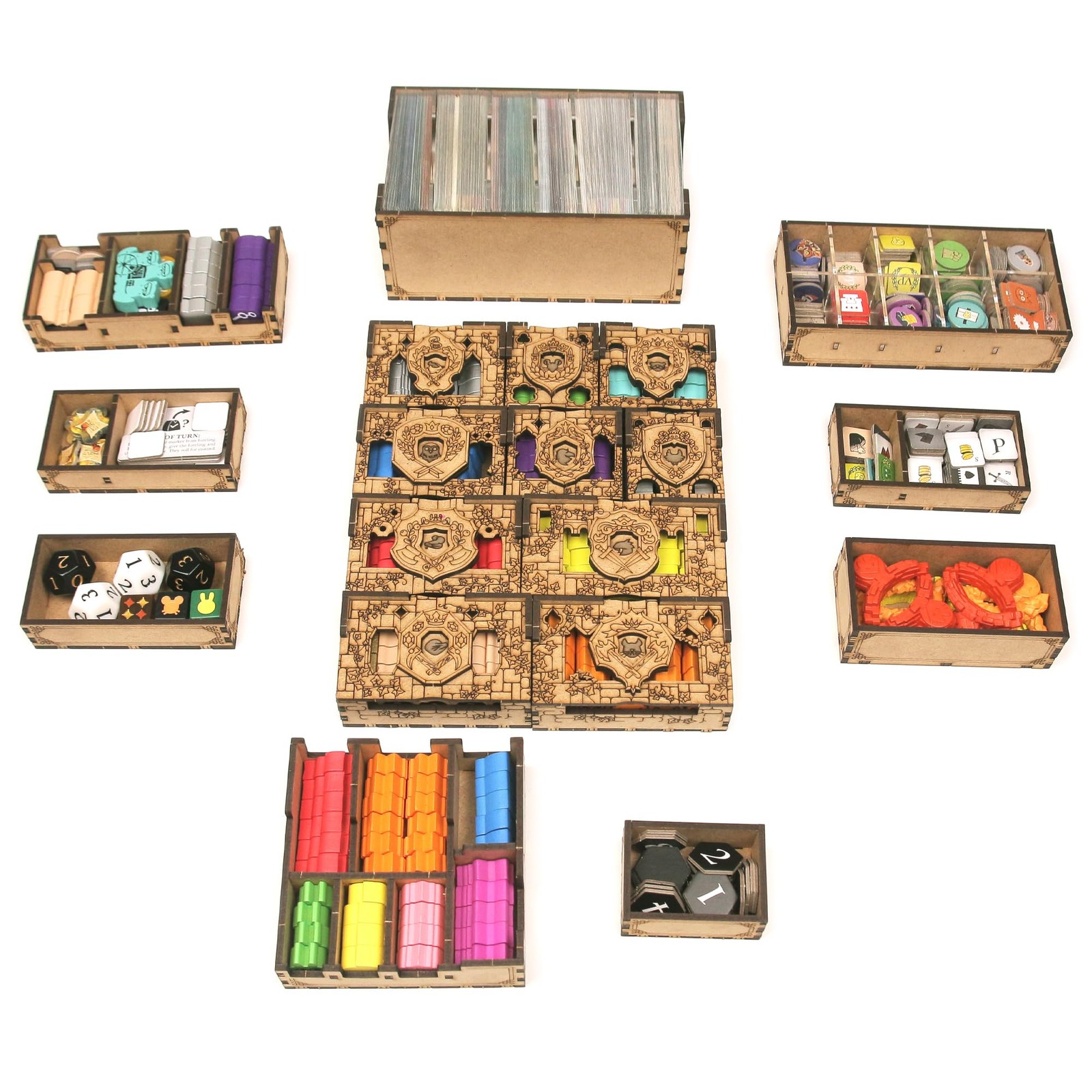TowerRex Organizer for Root Board Game and Standard, Light Brown, Woodgrain