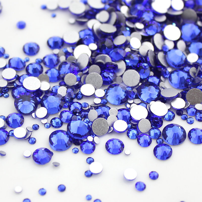 288 720 1440pcs Sapphire Nail Art Rhinestones Flatback 3D Tips DIY Decoration
