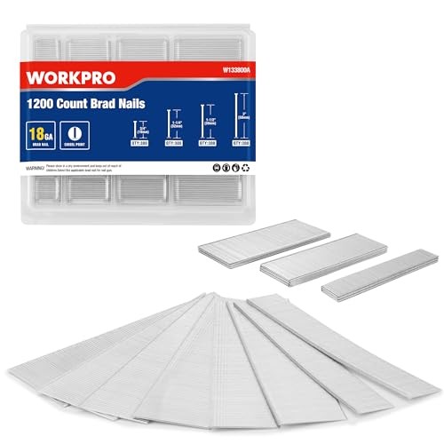 WORKPRO 18 Gauge Brad Nails, 1200 Count, 2″, 1-1/2″, 1-1/4″, 3/4″, Galvanized