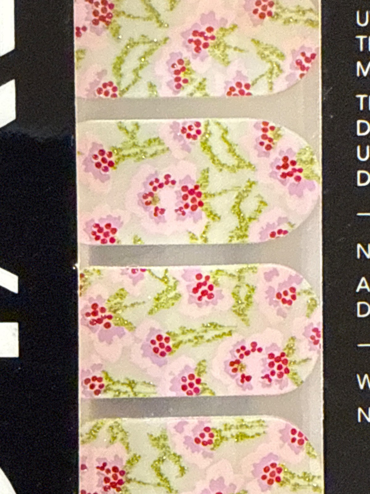 Revlon WILD FLOWERS 18 Strips 3D Jewel Appliques 05 BROCADE GARDEN Pink+Green+