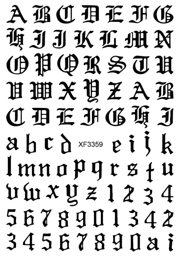 12Pcs English Letter Number Nail Art Sticker Laser Gold Latin Roman Decal NH15