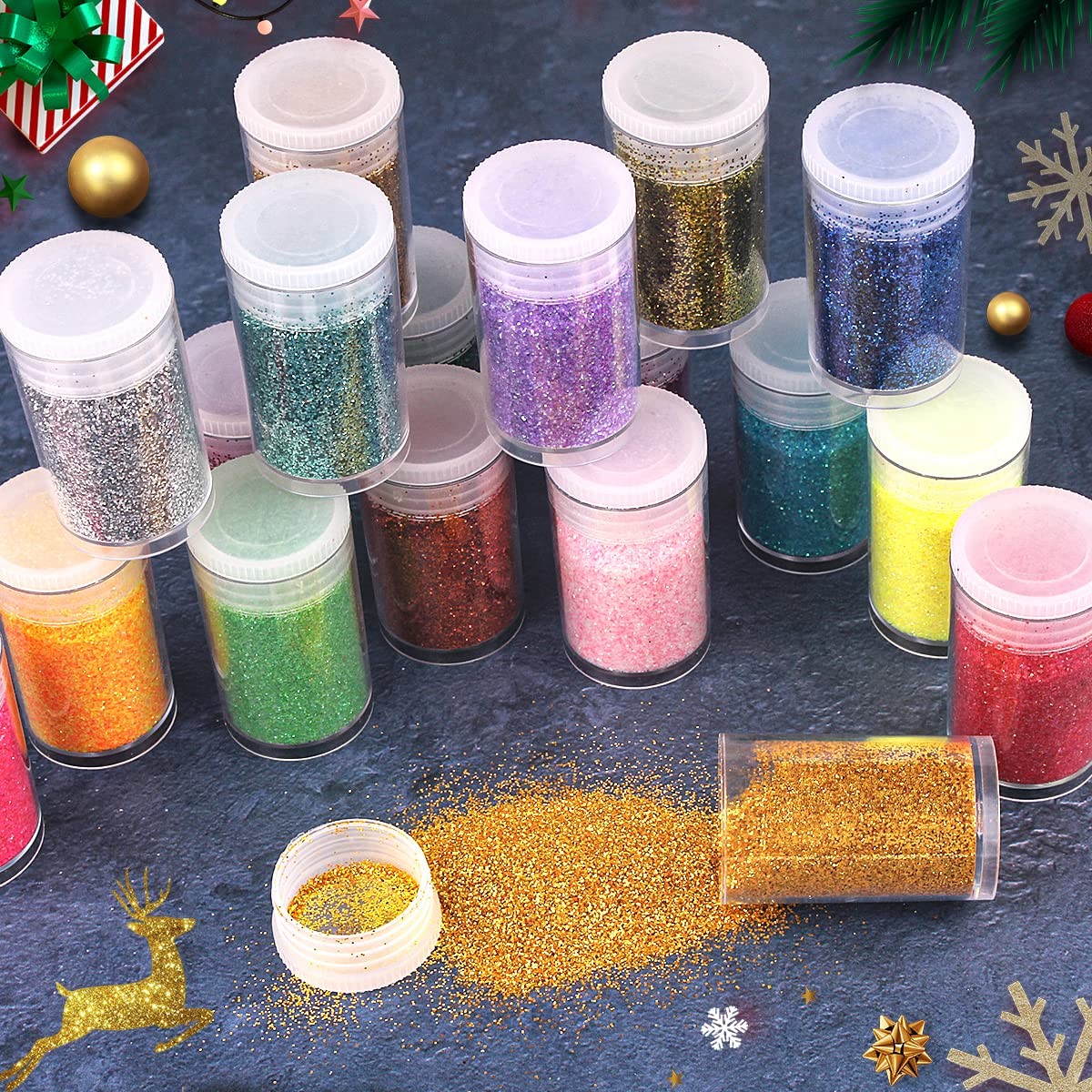 Ultra Fine Glitter 45 Colors Set, Holographic Glitter Powder for Tumblers, Arts