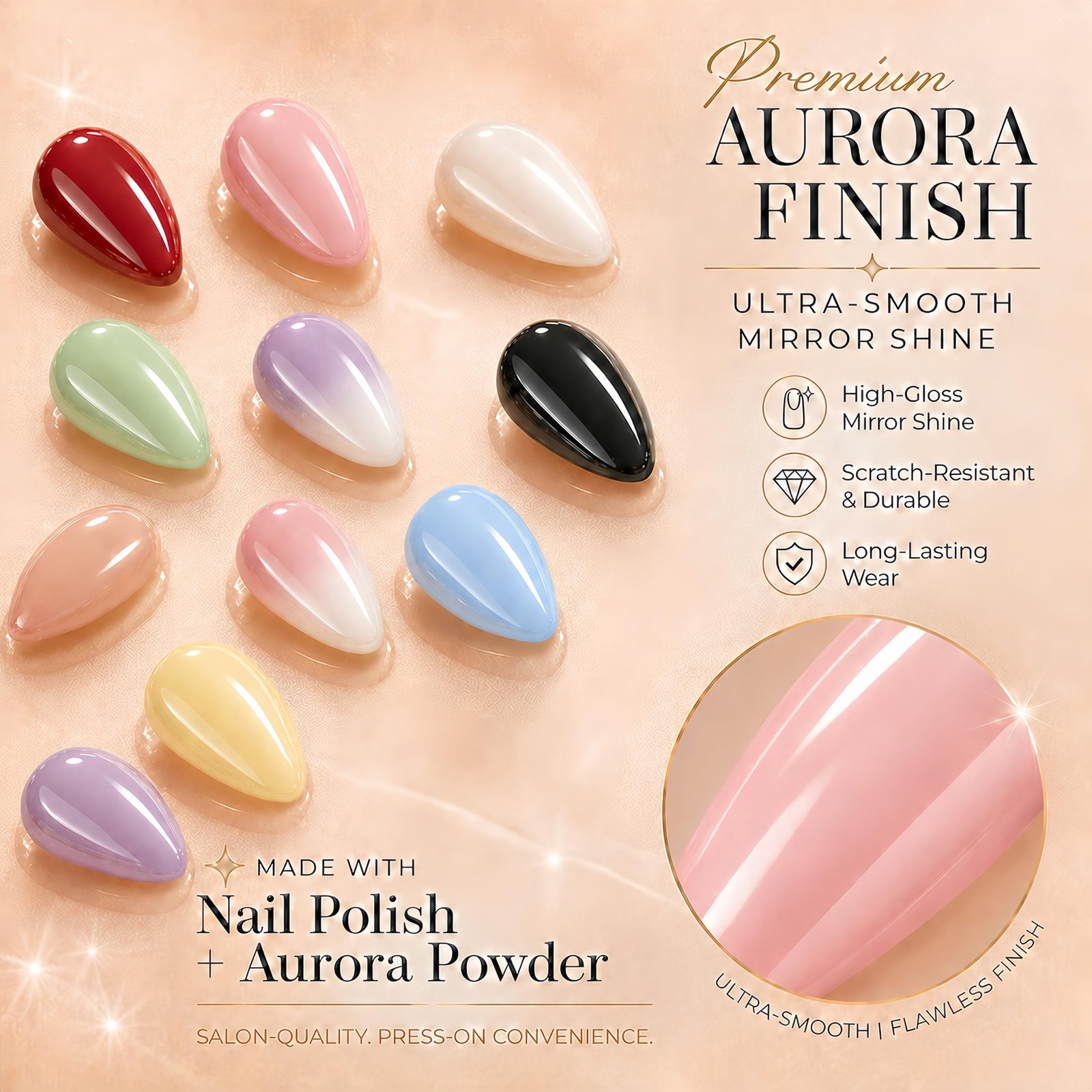 SXVME short almond ombre blue press on nails