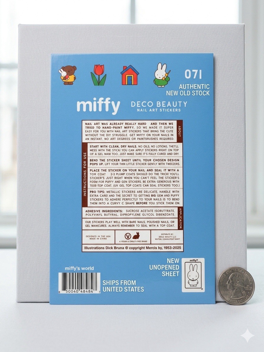 miffy Nail Art Stickers Bling Vegan Cruelty-Free Multicolor Bunny Theme 071