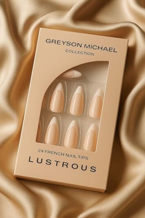 French Tip Press-On Nails, False Nails, Fake Nails, Natural, Semi-Transparent,