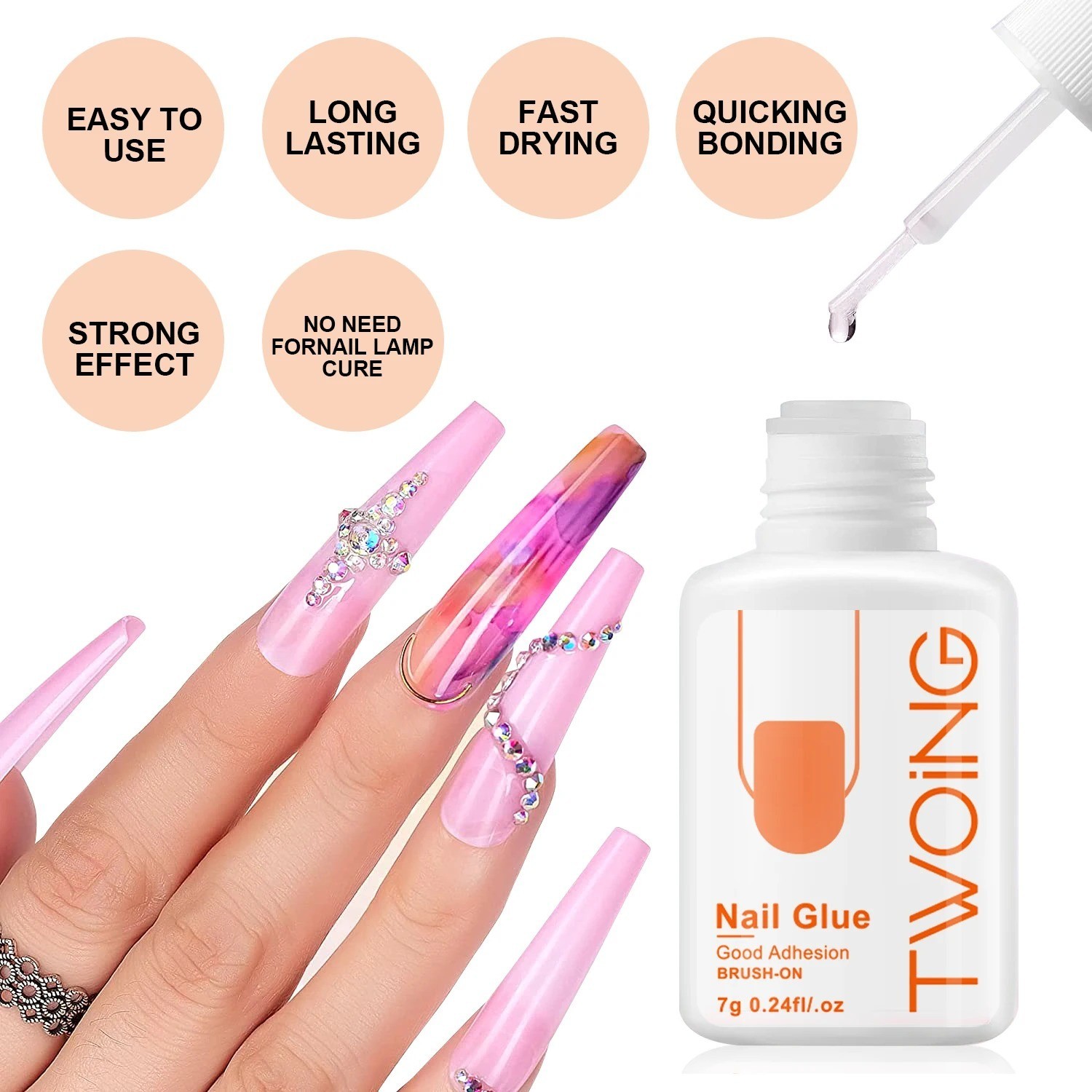 Super Strong Nail Glue for Press on Nails- Salon Quality for Acrylic, Fake Nail