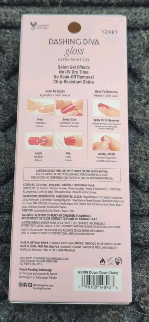 Dashing Diva Gloss Ultra Shine Gel 32 Nail Strip GS709 Down Down Daisy