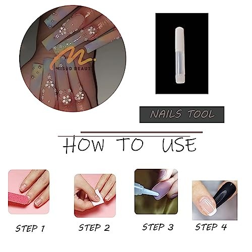 Press on Nails – Long Square Glue on Nails with Summer 020A03Multi-colored