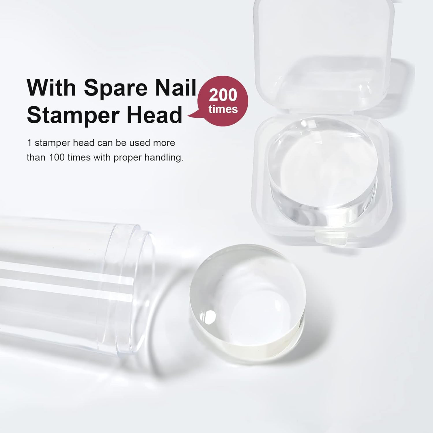 Estampador de unas silicona transparente con raspador Manicura corporal visible