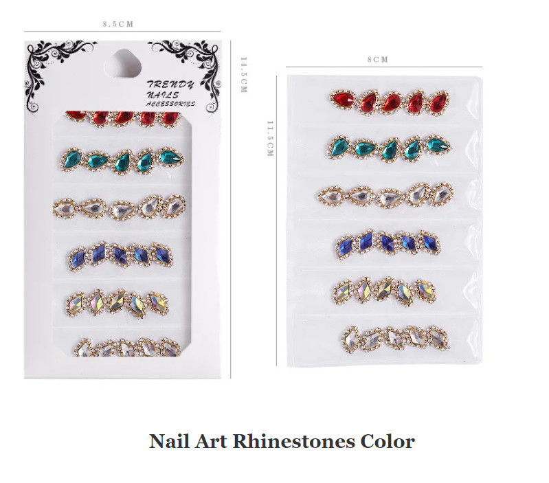Mixed Nail Art Case Glass Rhinestones Flatback Crystal Geometric Manicure Decors