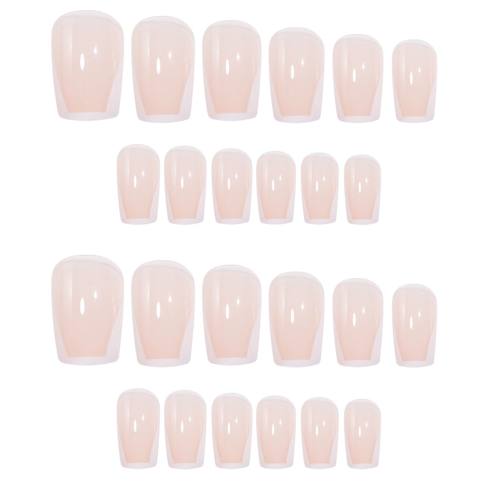 24 Pcs French Shape False Nail Short Square Press on Nails with Nail Sticker