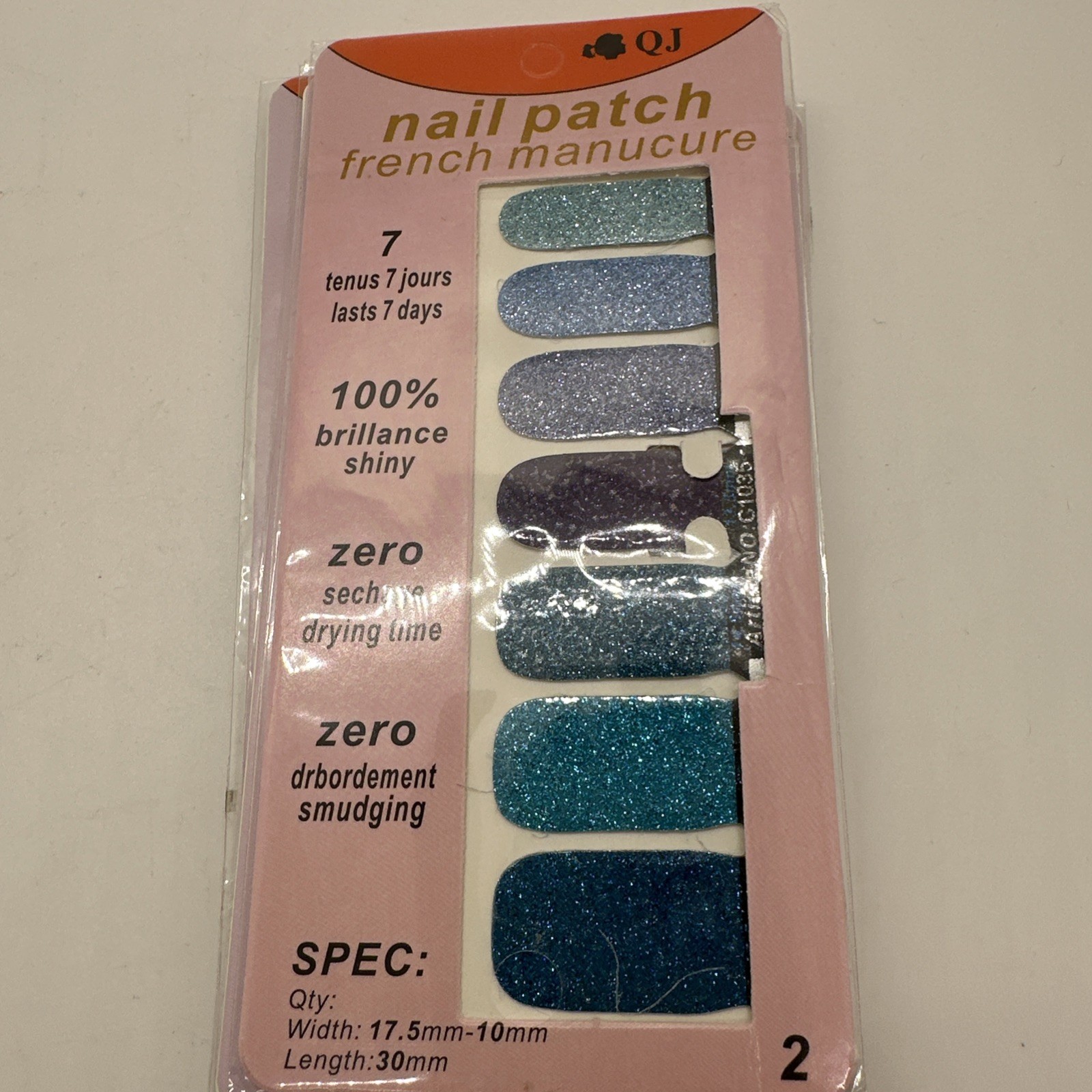 Lot Of 8 QJ Nail Patch Wrap Packs Nail Art Multicolor Glitters New 8×16 Strips