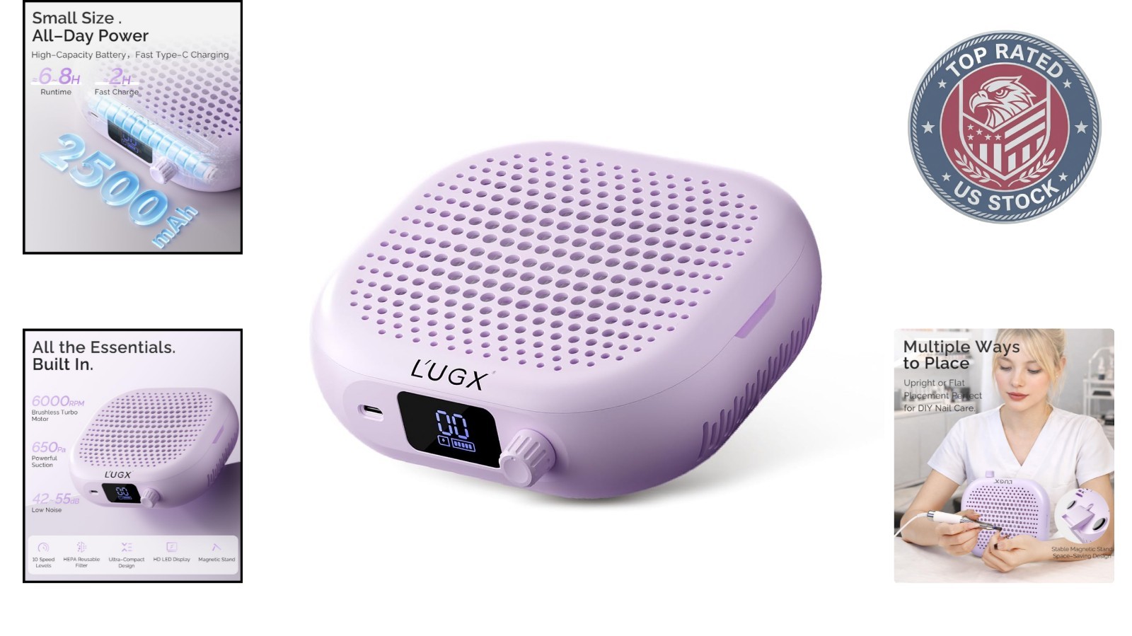 Sleek Nail Dust Collector with Low Noise & Magnetic Cover – Salon & Home Use