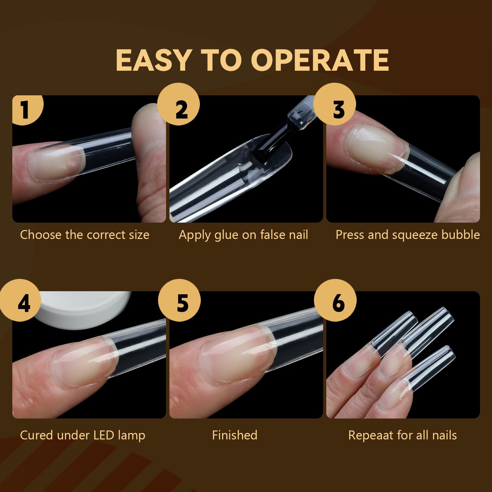 Almond/Coffin/Stiletto/Square Soft Gel Nail Tips S~XXL Sizes Clear False Nails
