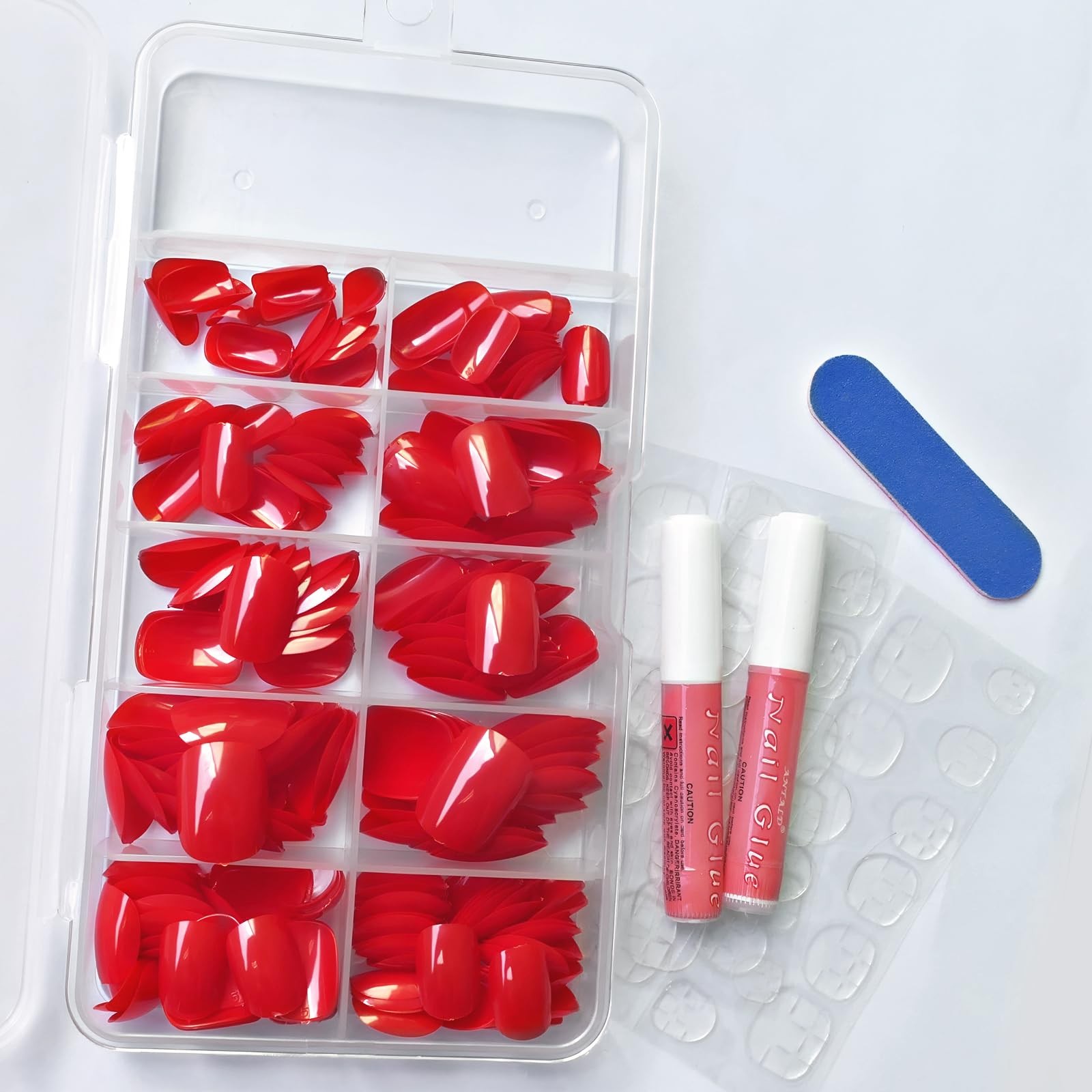 Press On Nails Short Square Glossy Full Cover Nail Kit 240pcs