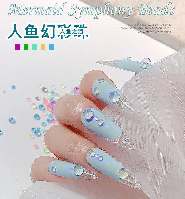 300Pcs Mermaid Symphony Beads Nail Art Case Décor Charms Rhinestone Flatback DIY