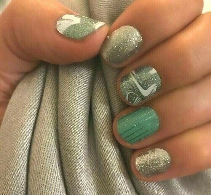 Jamberry Nail Wraps ~ HALF SHEET ~ SEA GLASS Unicorn Marbled Summer Sparkle