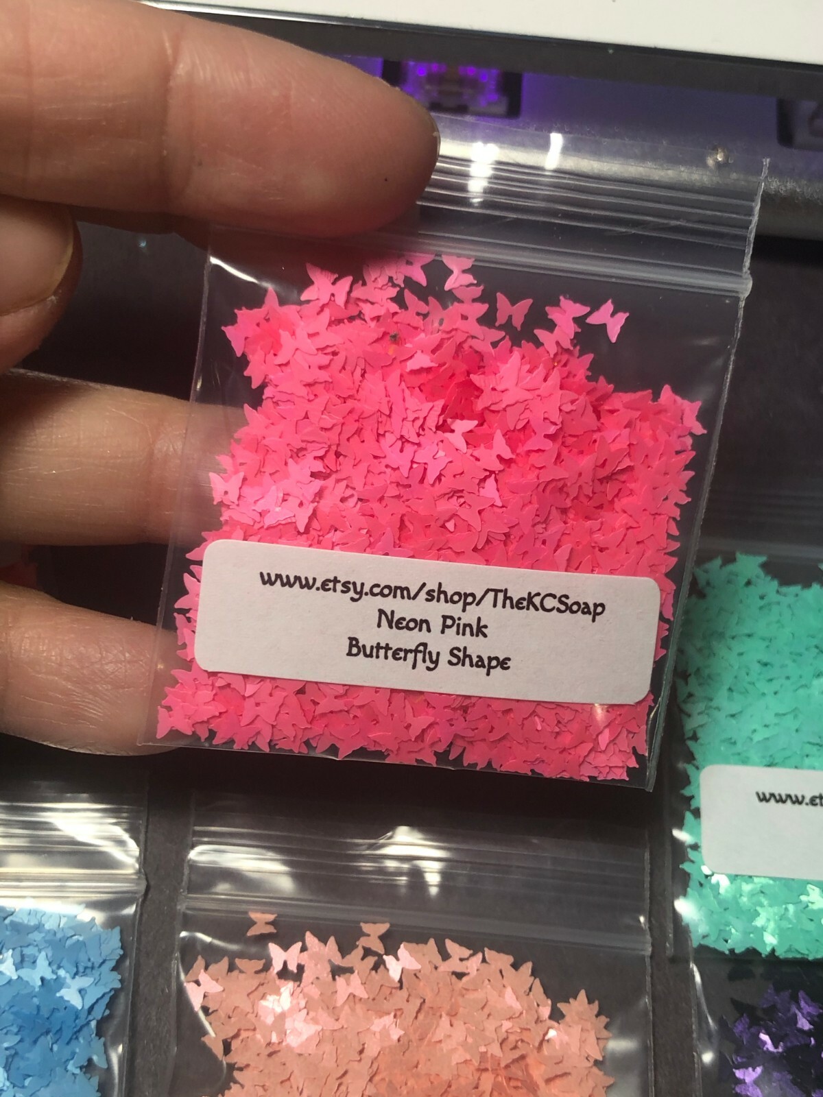 Solvent Resistant Neon BUTTERFLY shape Glitter U Choose Color Nail Art Face