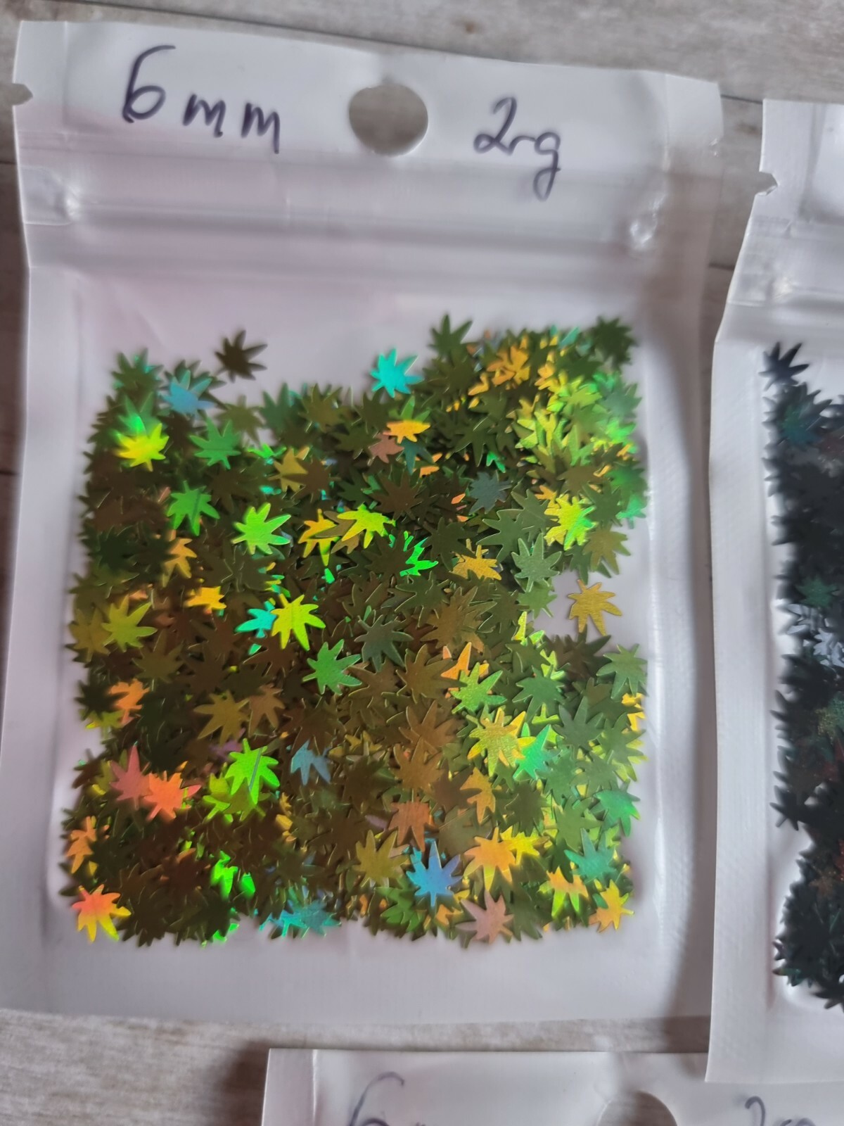 3 Bags Of Weed Leaf Sequins 2g Each Black Holographic Green Light Green Resin
