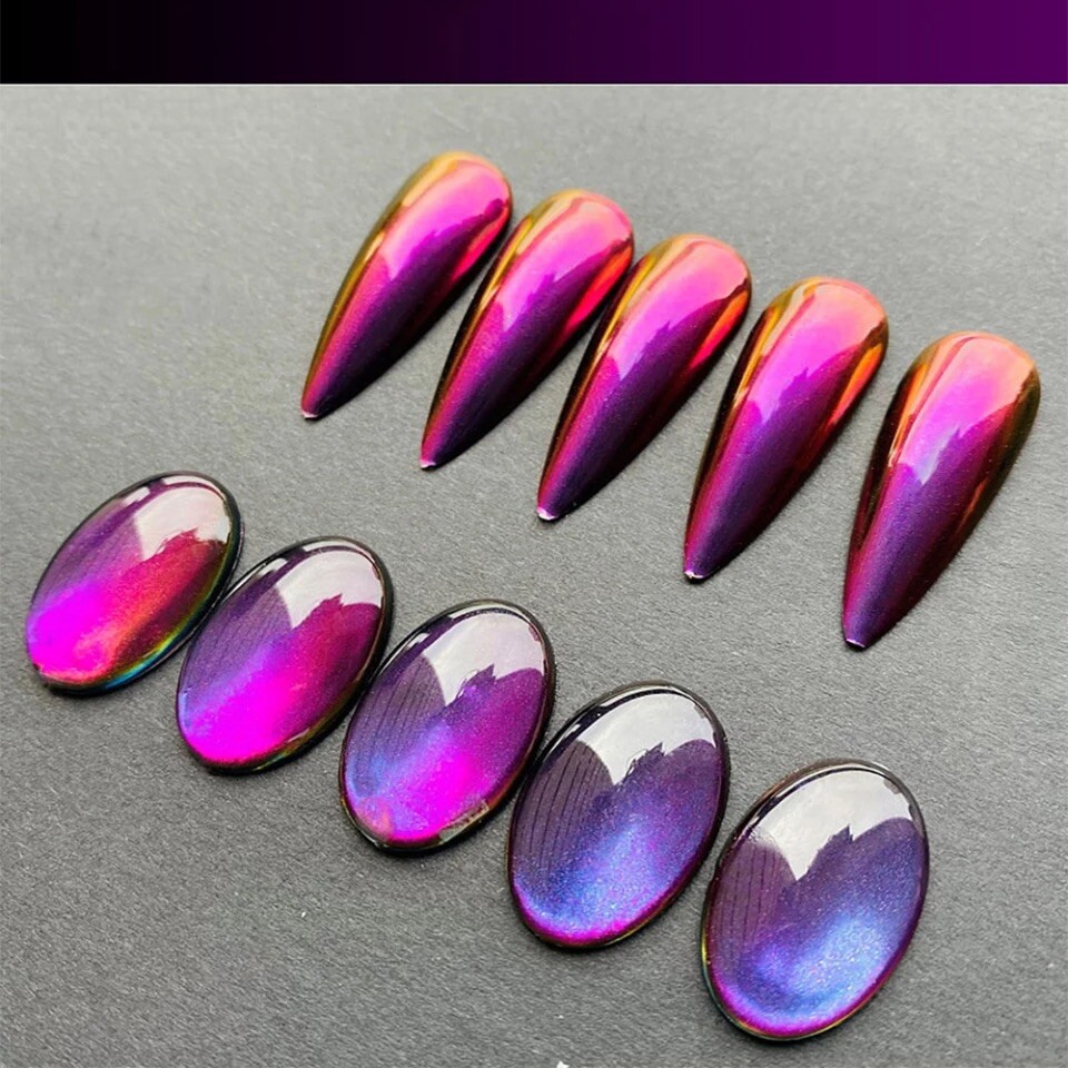 Mirror Nail Chameleon Chrome Powder Blue Purple Colour Shift Pigment Mermaid „G1