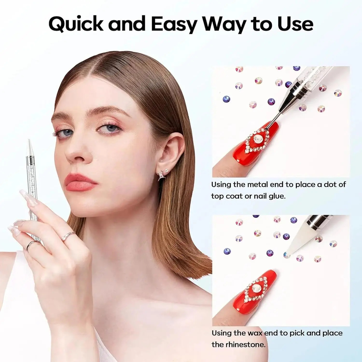 Rhinestone Picker Dotting Pen, Dual-ended Rhinestone Gems Crystals Studs Picker