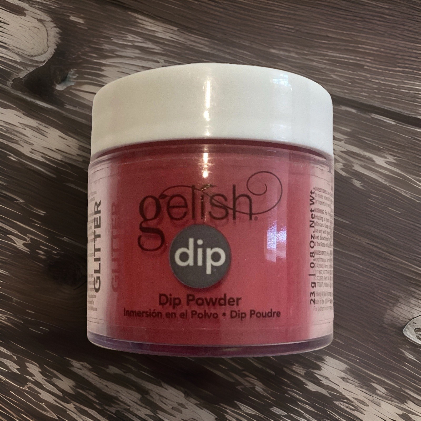 Gelish Dip Powder Essentials Pro Nail Art 23g/0.8oz Gossip Glittery Red UNSEALED