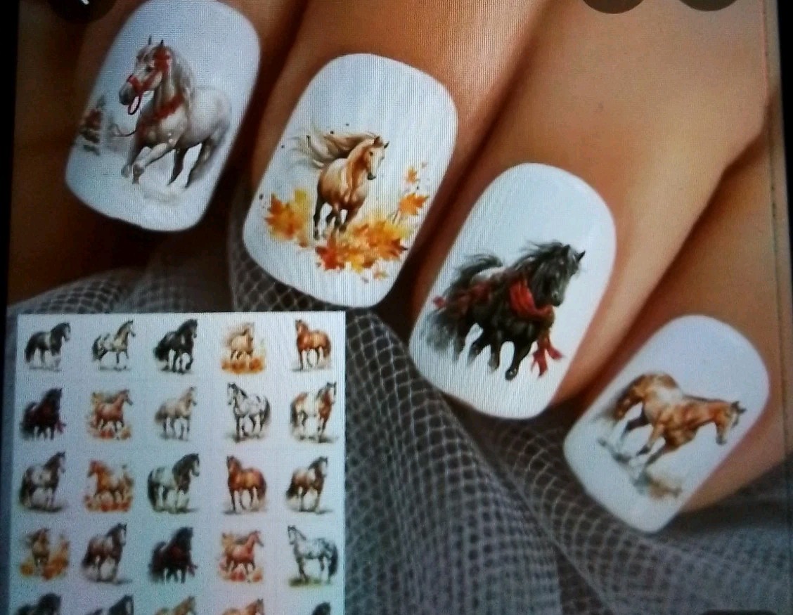 Horses Pretty Nail Art Set Of 50 Colorful- w/ Instructions Easy Waterslide Apply
